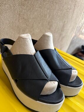 Vince Black Platform Summer Sandal Wedges for Women